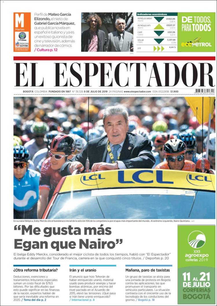 Portada de El Espectador (Colombia)