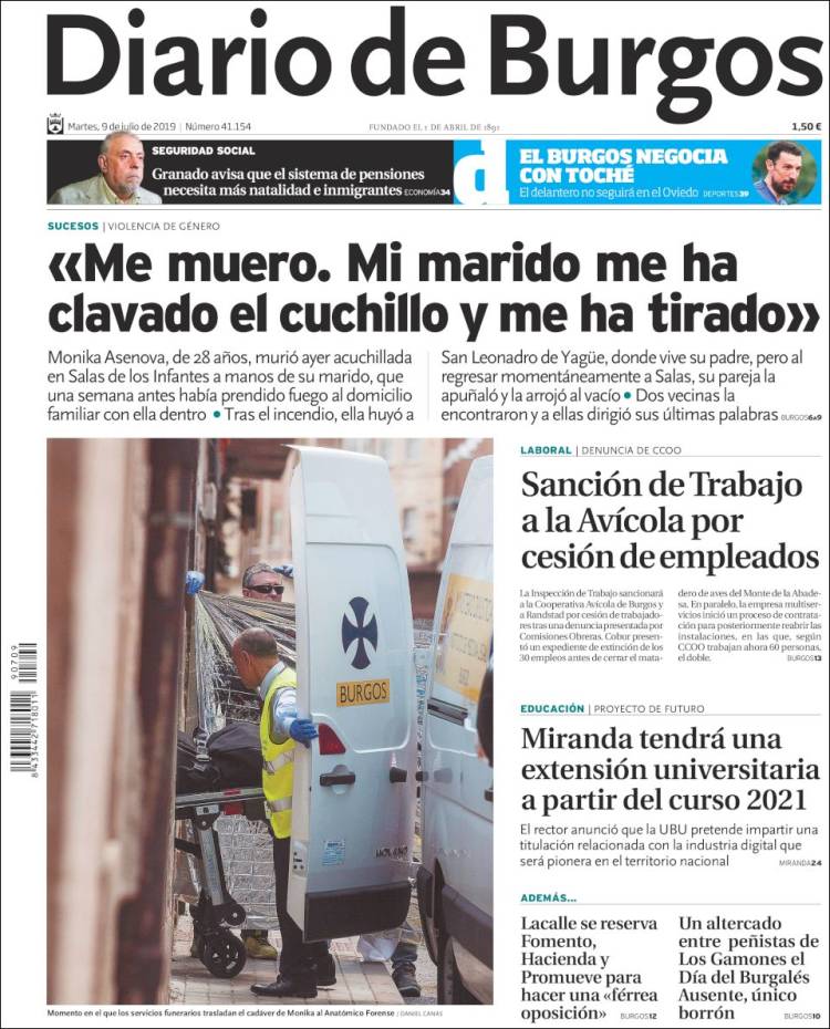 Portada de Diario de Burgos (España)