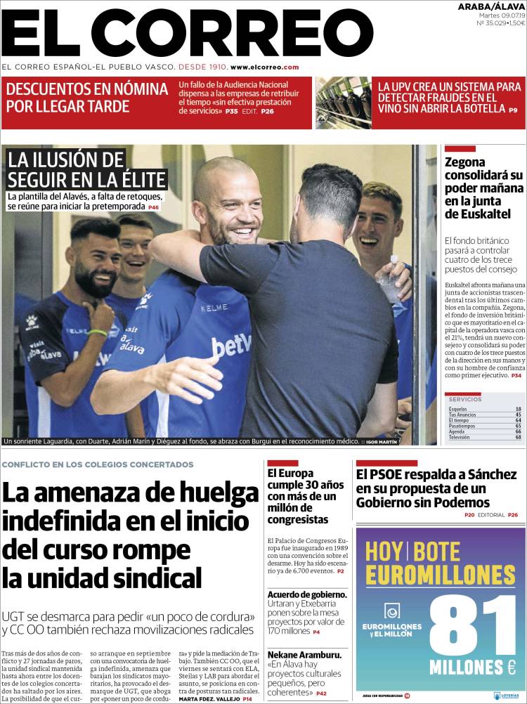 Portada de El Correo - Álava (España)