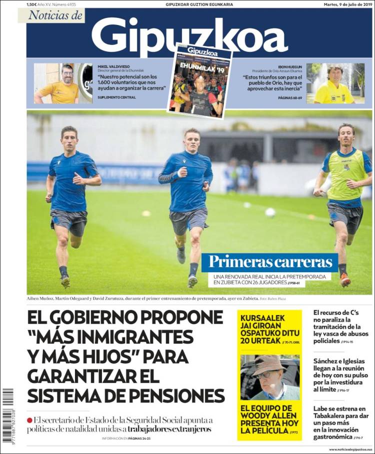 Portada de Noticias de Gipuzkoa (España)