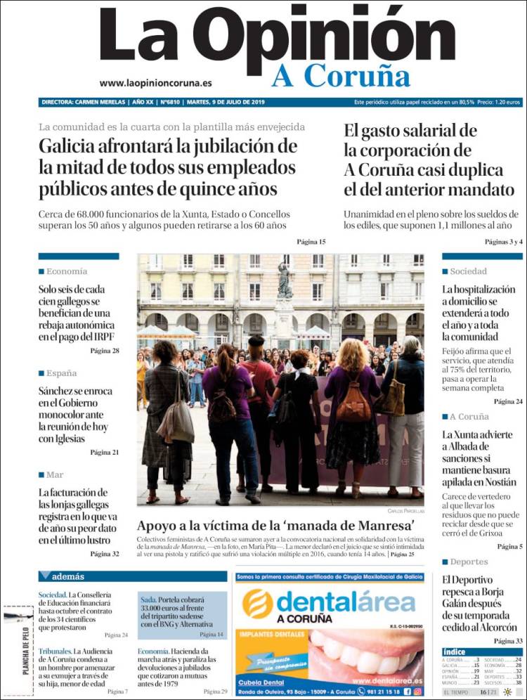 Portada de La Opinión de A Coruña (España)