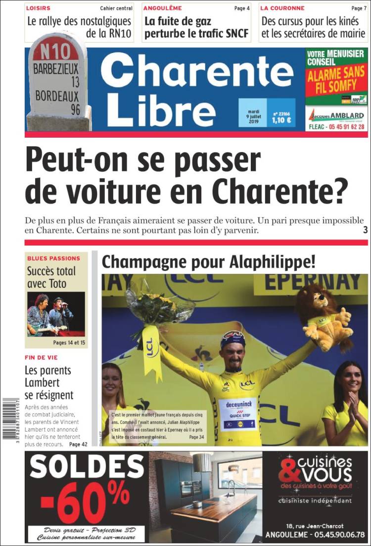 Portada de Charente Libre (Francia)