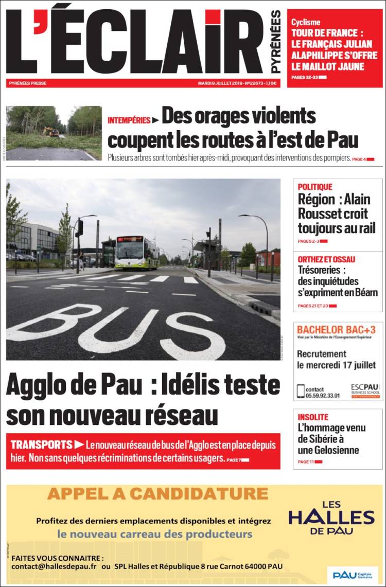 Portada de L'Eclair des Pyrénées (Francia)