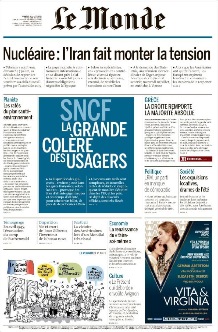 Portada de Le Monde (Francia)