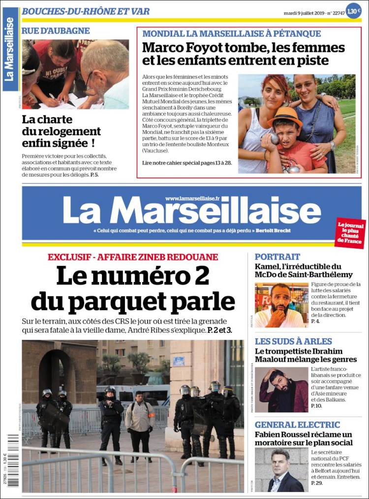 Portada de La Marseillaise (Francia)