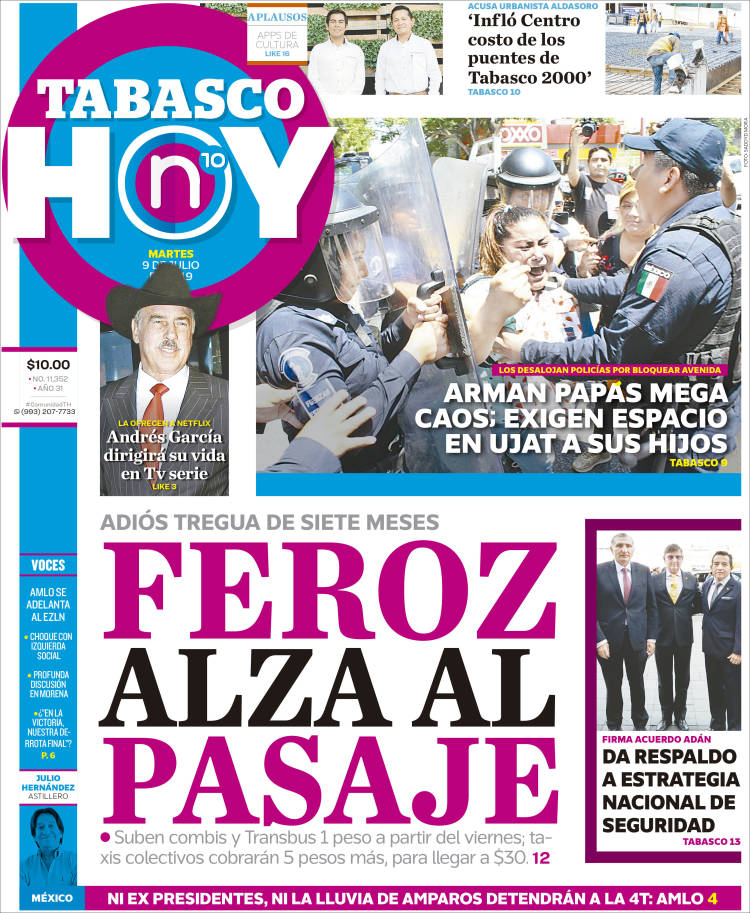 Portada de Tabasco Hoy (México)