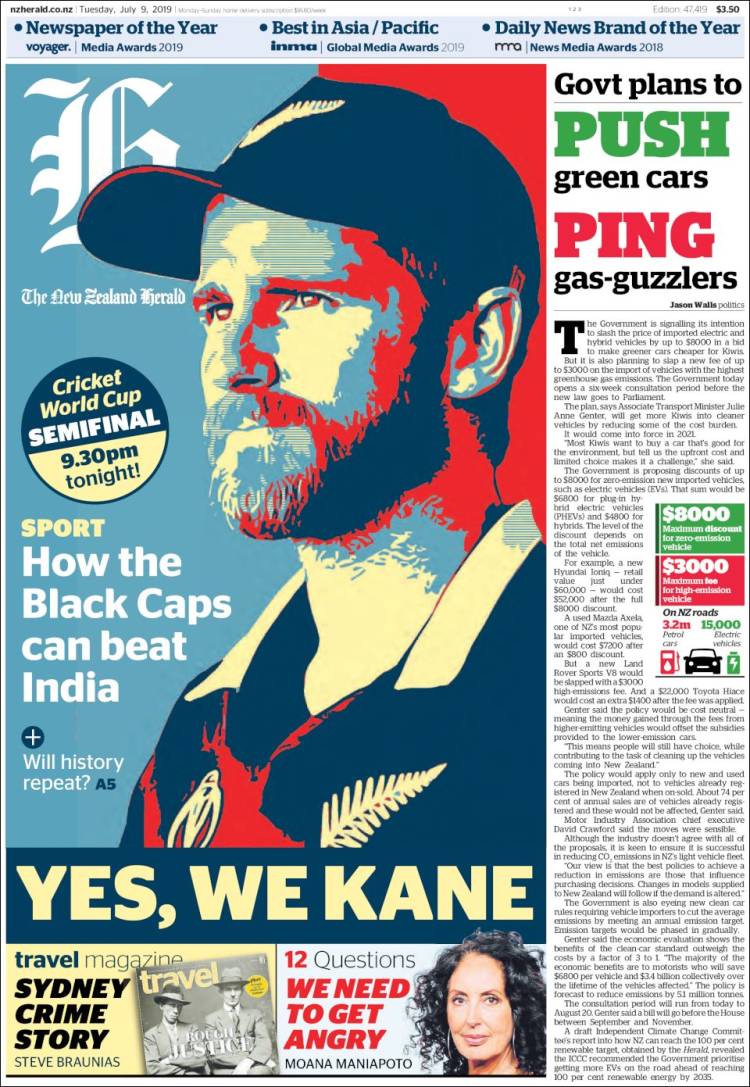 Portada de The New Zealand Herald (Nueva Zelanda)