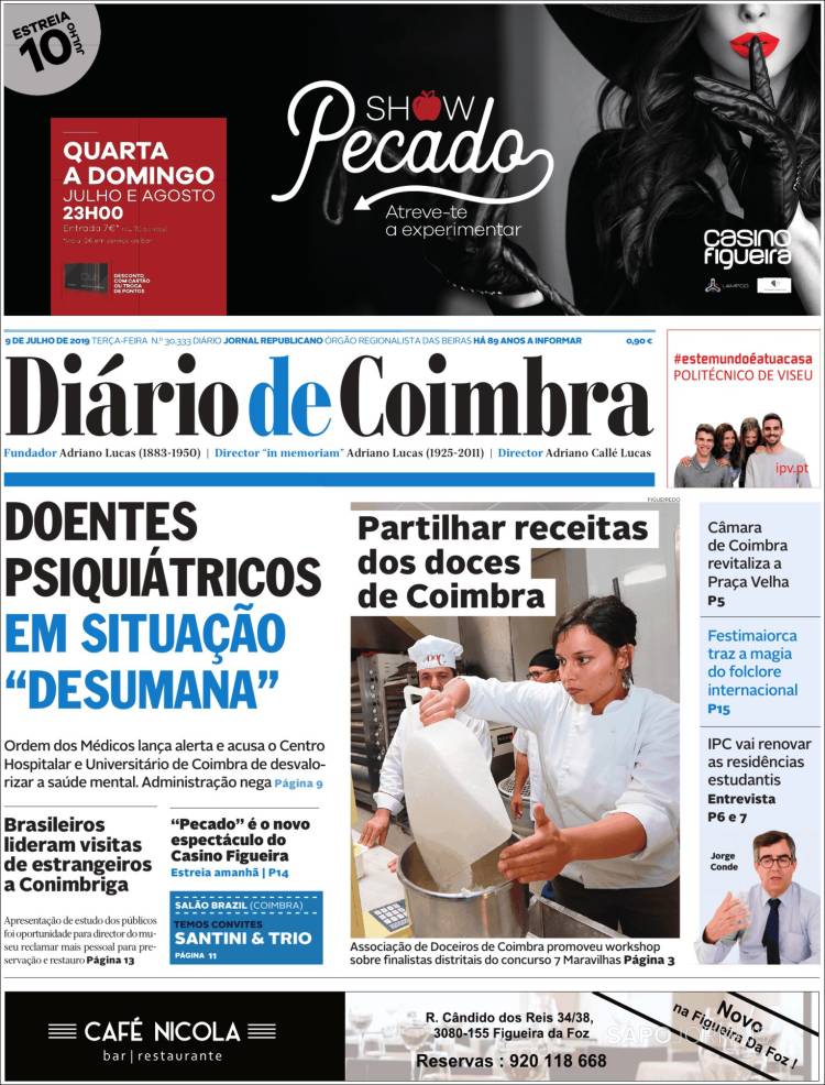 Portada de Diário de Coimbra (Portugal)