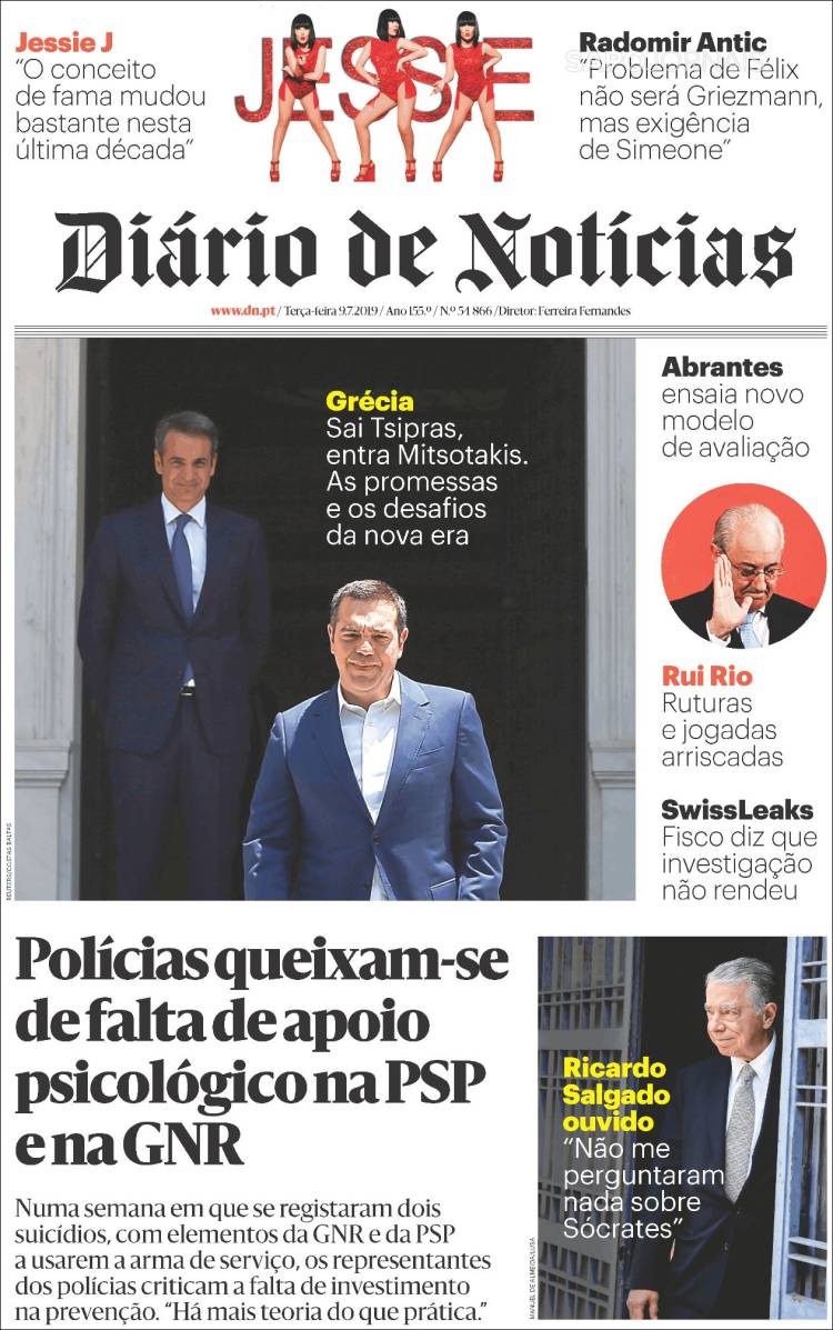 Portada de Diário de Noticias (Portugal)