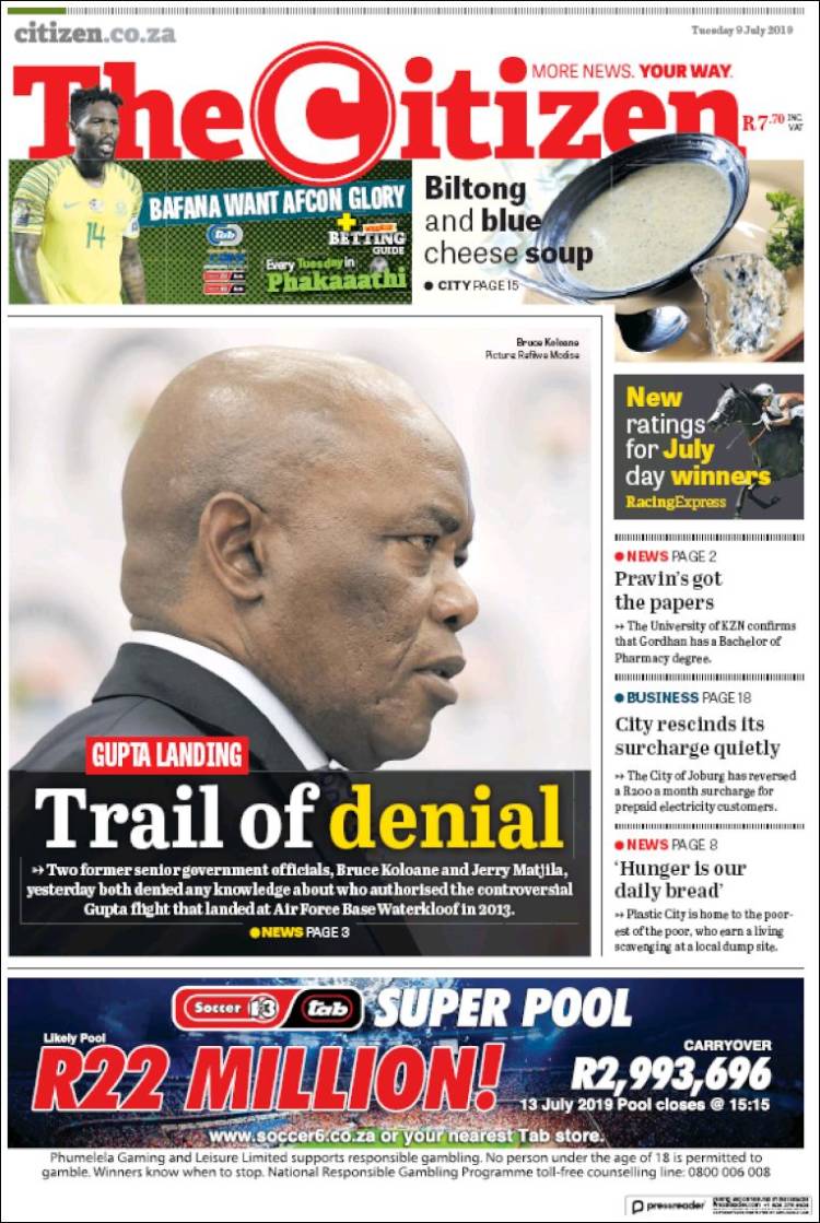 Portada de The Citizen (Sud&aacute;frica)