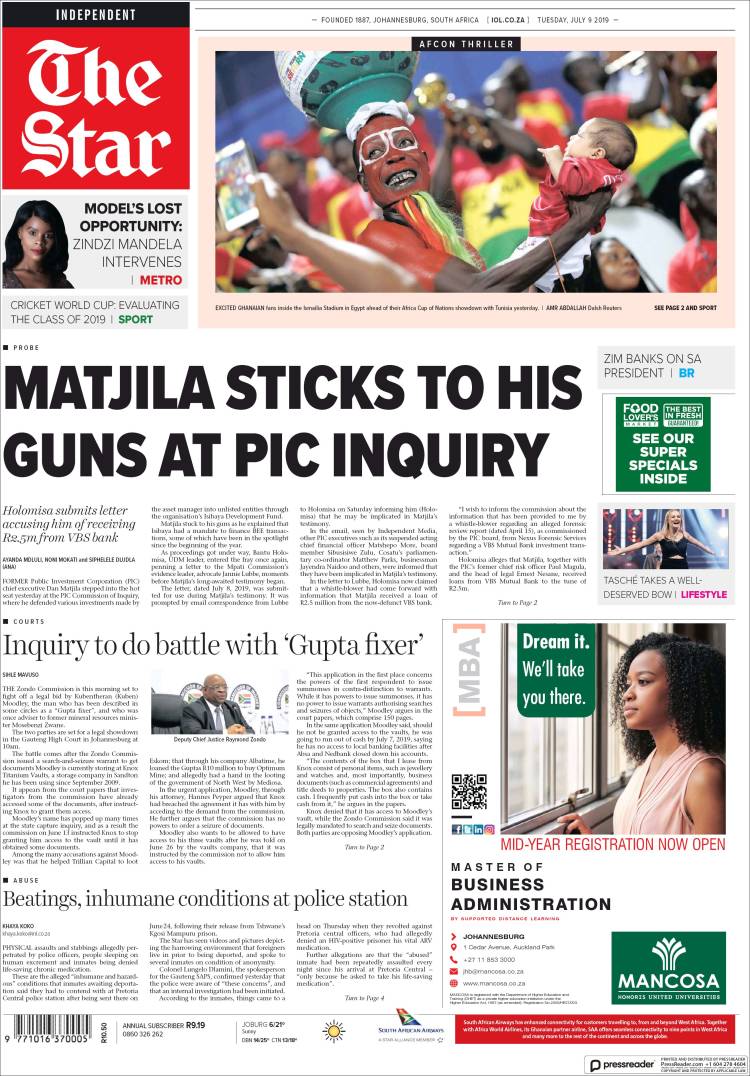 Portada de The Star (Sud&aacute;frica)