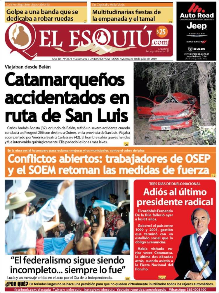 Portada de El Esquiu (Argentina)