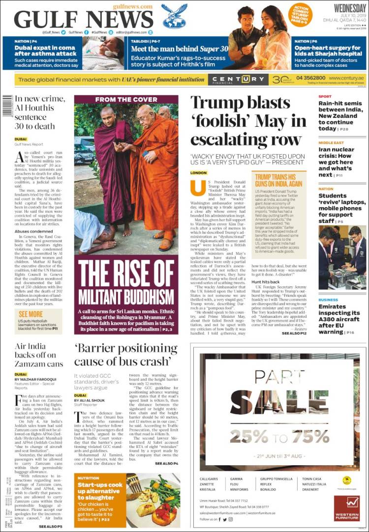 Portada de Gulf News (Asia-Pacífico)