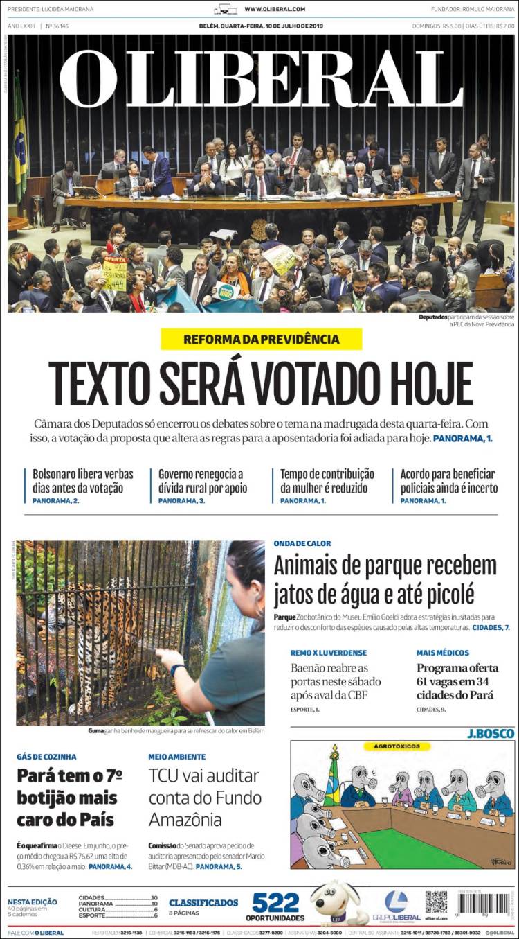 Portada de O Liberal (Brasil)