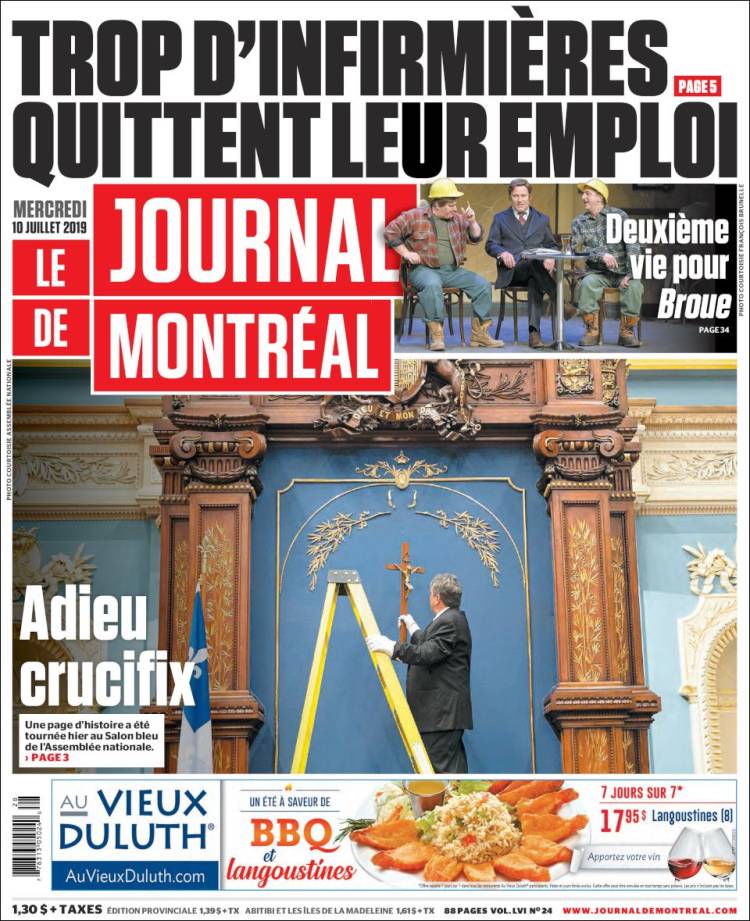 Portada de Le Journal de Montréal (Canadá)