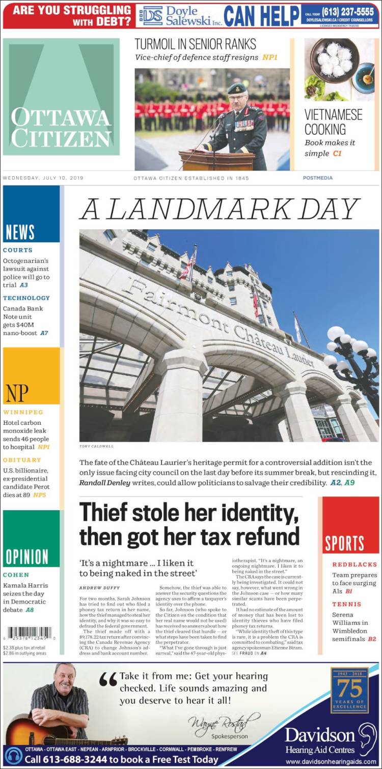 Portada de Ottawa Citizen (Canadá)