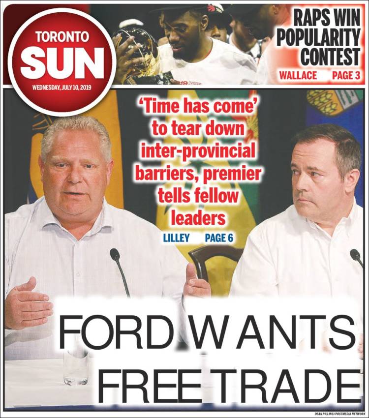 Portada de The Toronto Sun (Canadá)