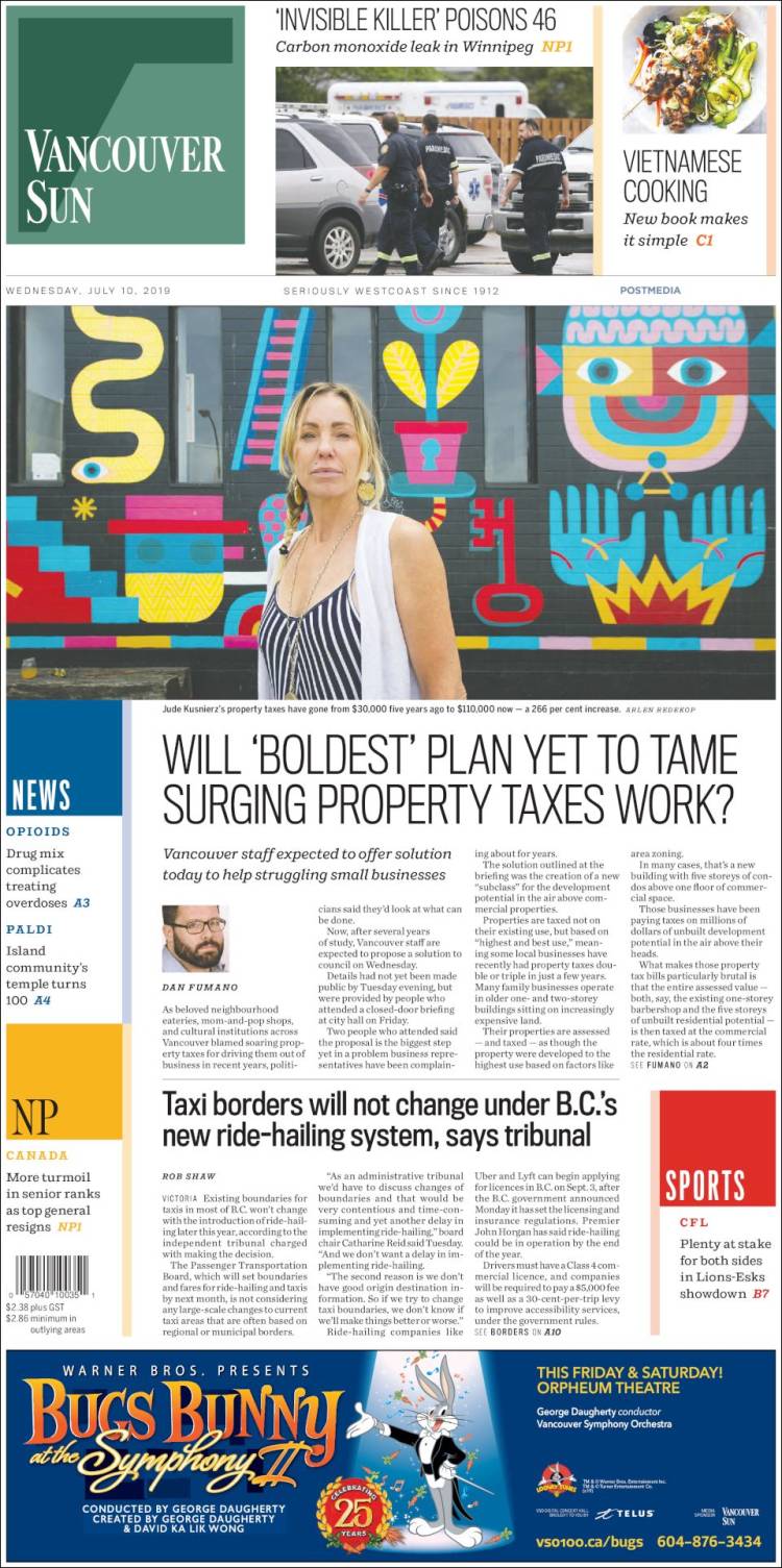 Portada de The Vancouver Sun (Canadá)