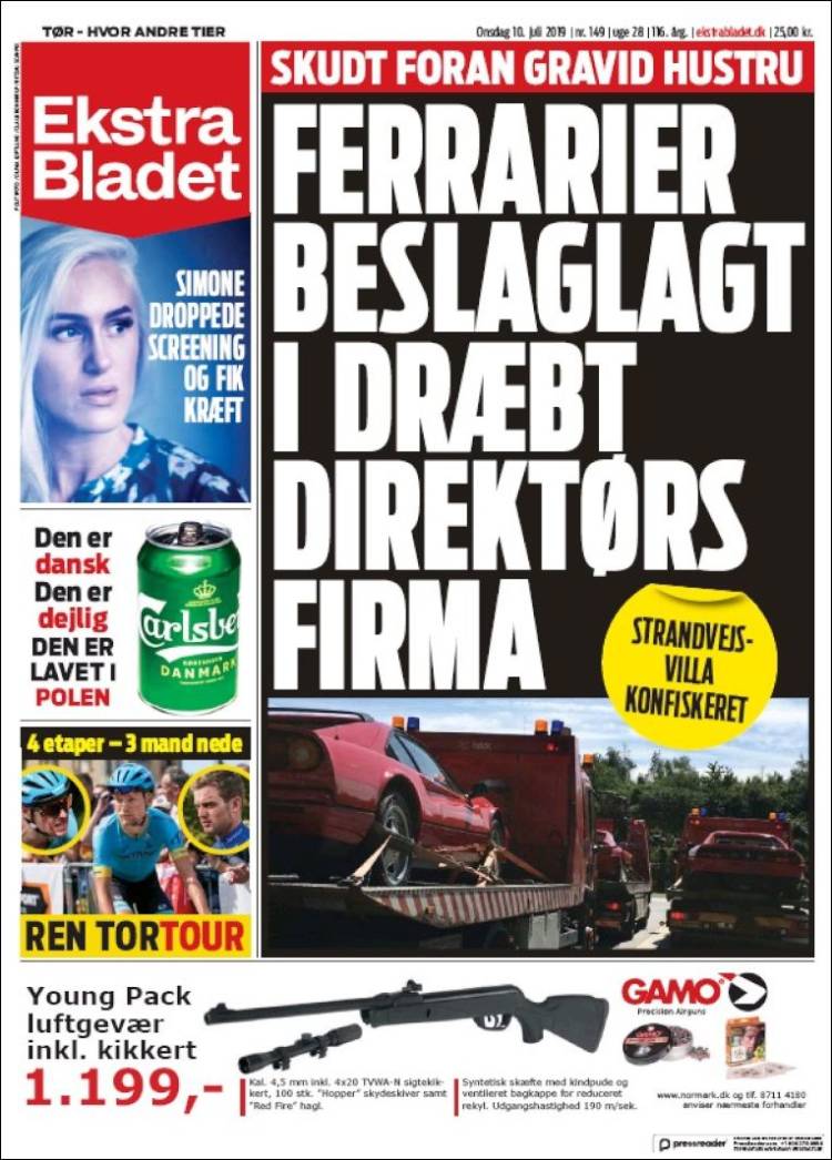 Portada de Ekstra Bladet (Dinamarca)