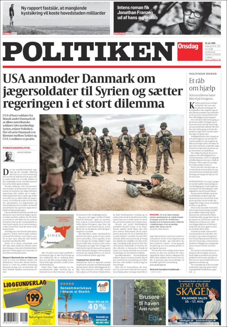 Portada de Politiken (Dinamarca)