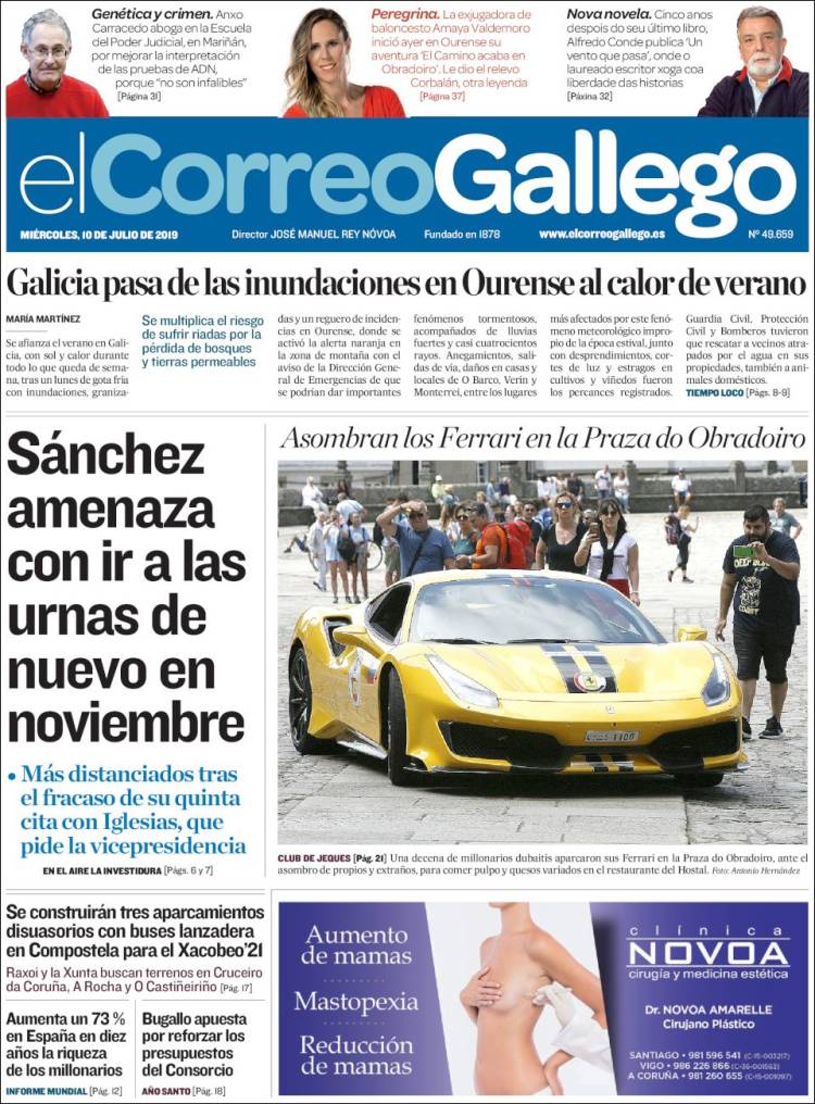 Portada de El Correo Gallego (España)