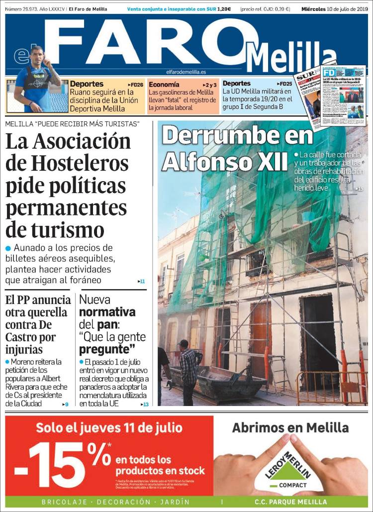 Portada de El Faro de Melilla (España)