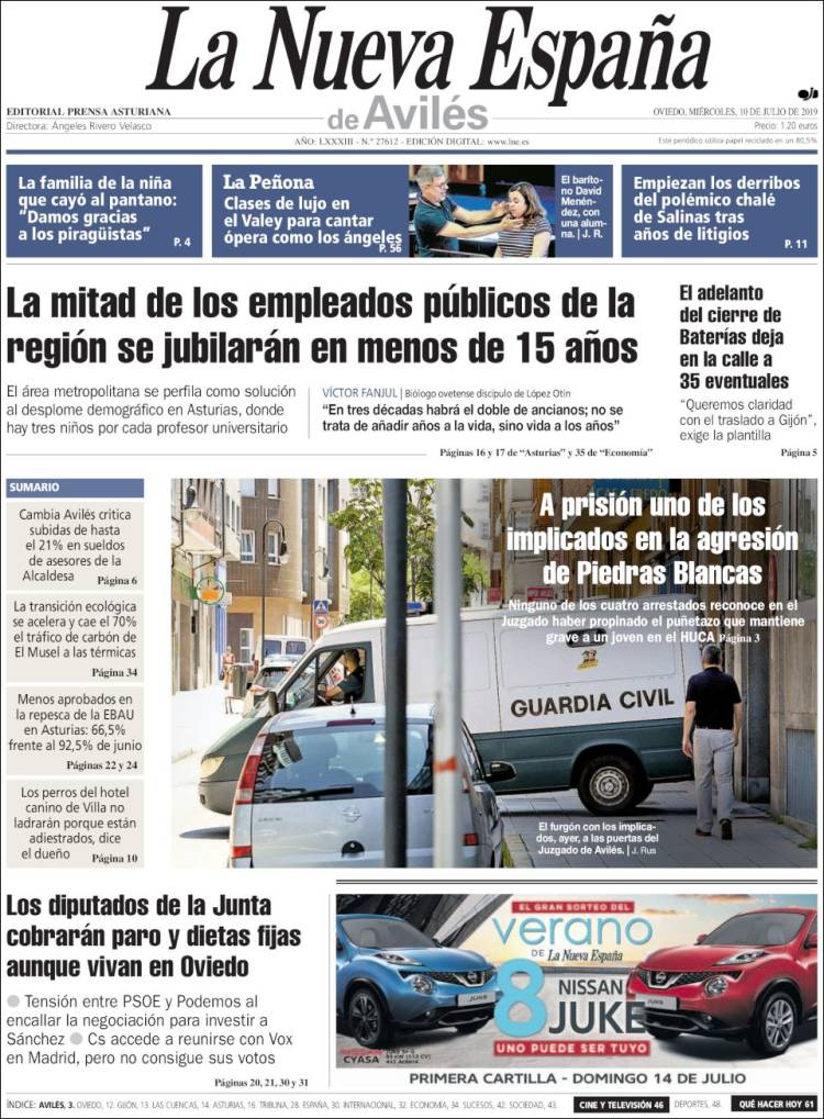 Portada de La Nueva España - Avilés (España)