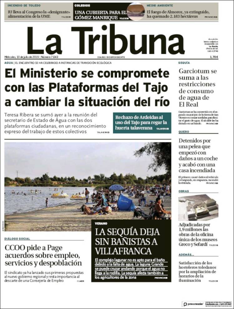 Portada de La Tribuna de Toledo (España)