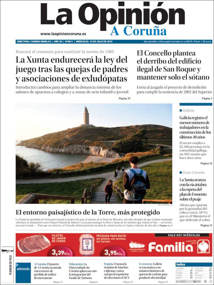 Portada de La Opinión de A Coruña (España)