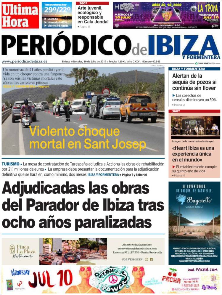 Portada de Periódico de Ibiza (España)