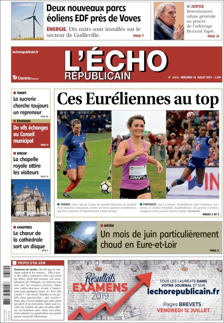 Portada de L'Echo Républicain (Francia)