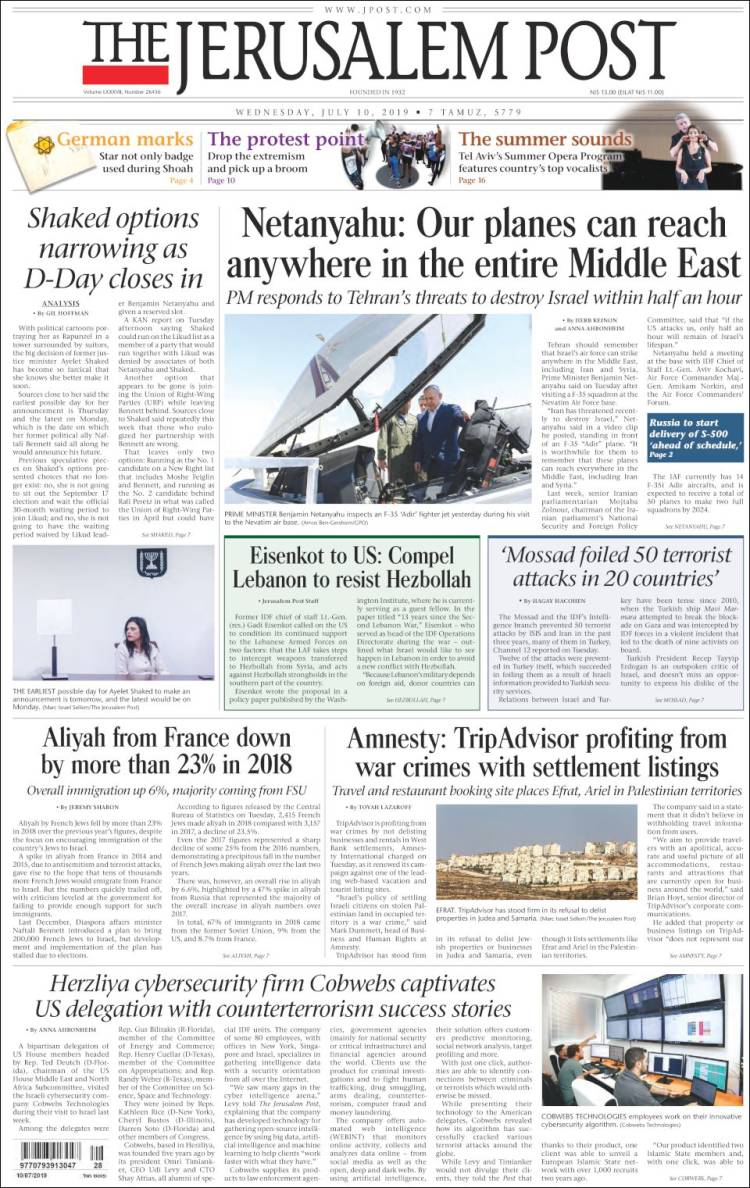 Portada de The Jerusalem Post (Israel)