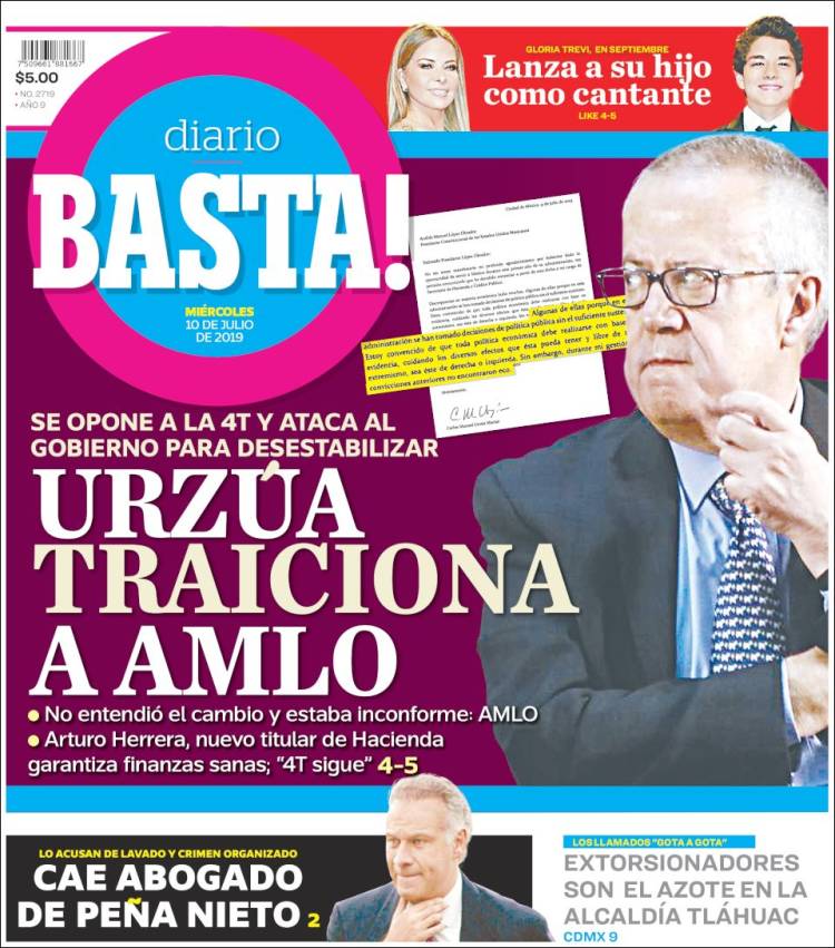 Portada de Diario Basta (México)