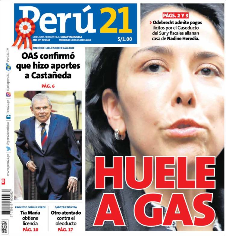 Portada de Perú 21 (Perú)