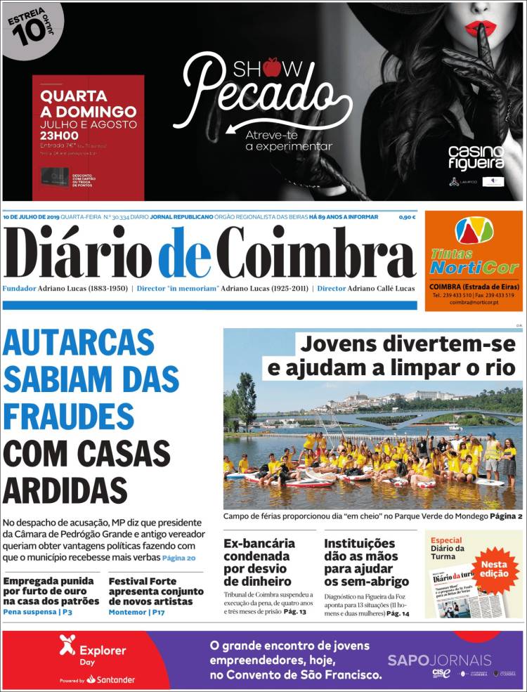 Portada de Diário de Coimbra (Portugal)