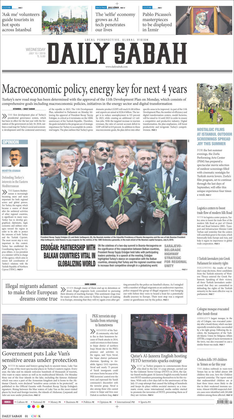 Portada de Daily Sabah (Turqu&iacute;a)
