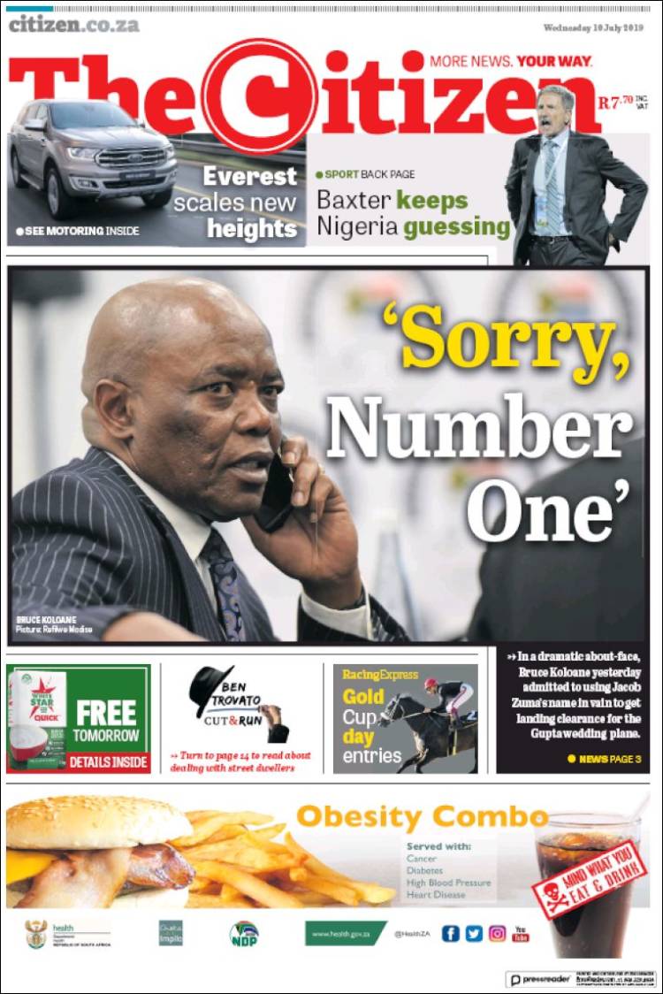 Portada de The Citizen (Afrique du Sud)