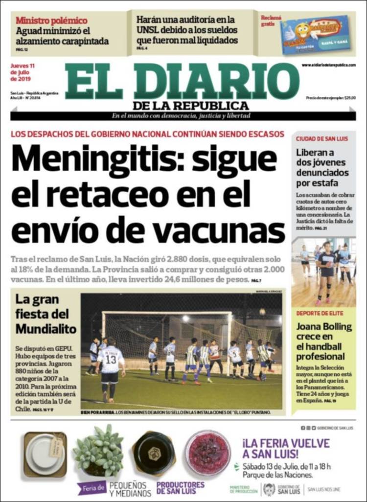 Portada de Diario de la República (Argentina)