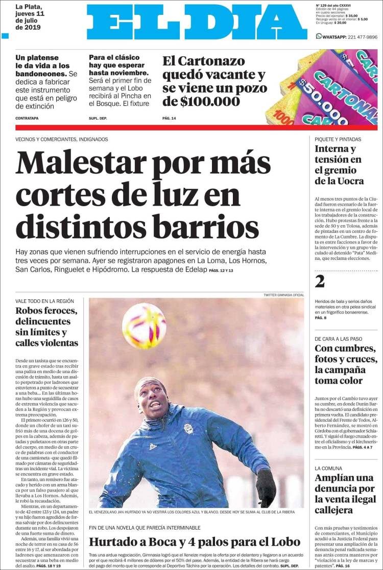 Portada de El Día de la Plata (Argentina)