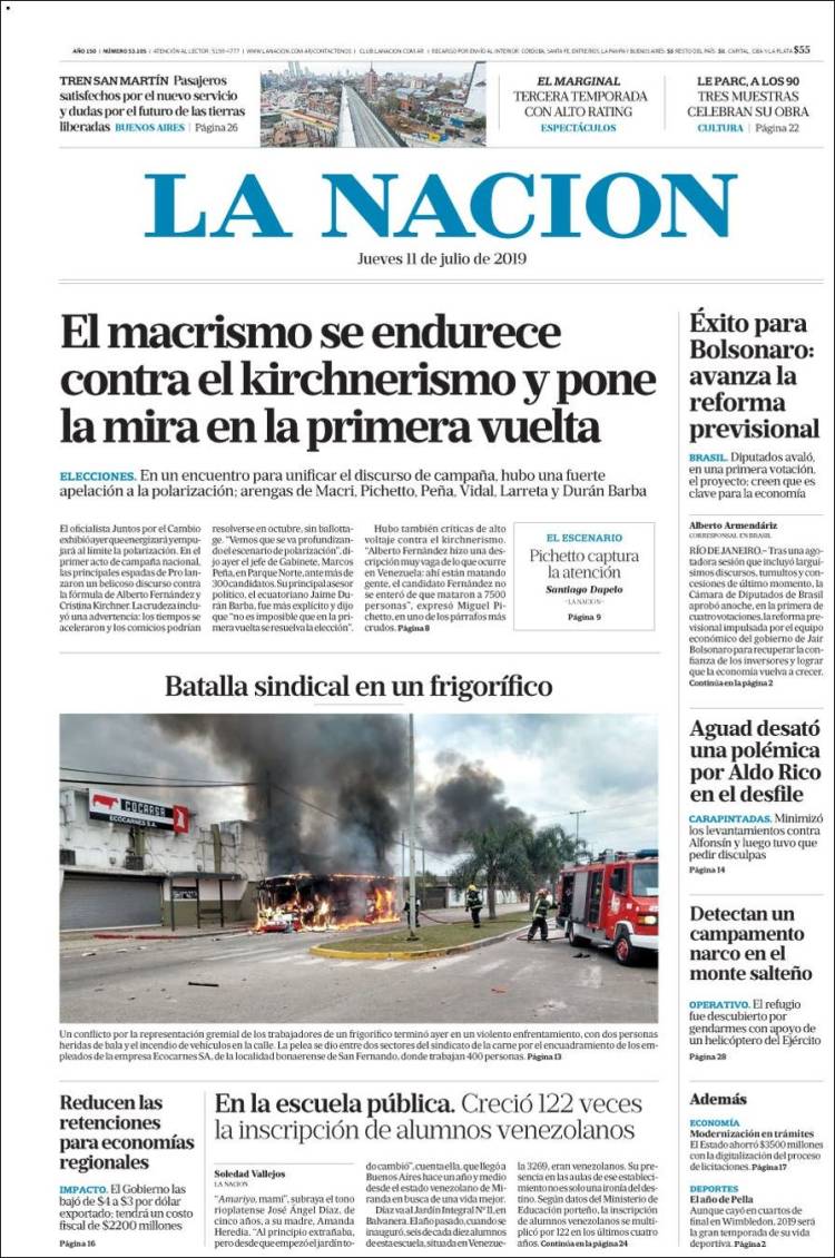 Portada de La NaciÃ³n (Argentina)