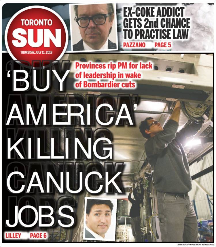 Portada de The Toronto Sun (Canada)