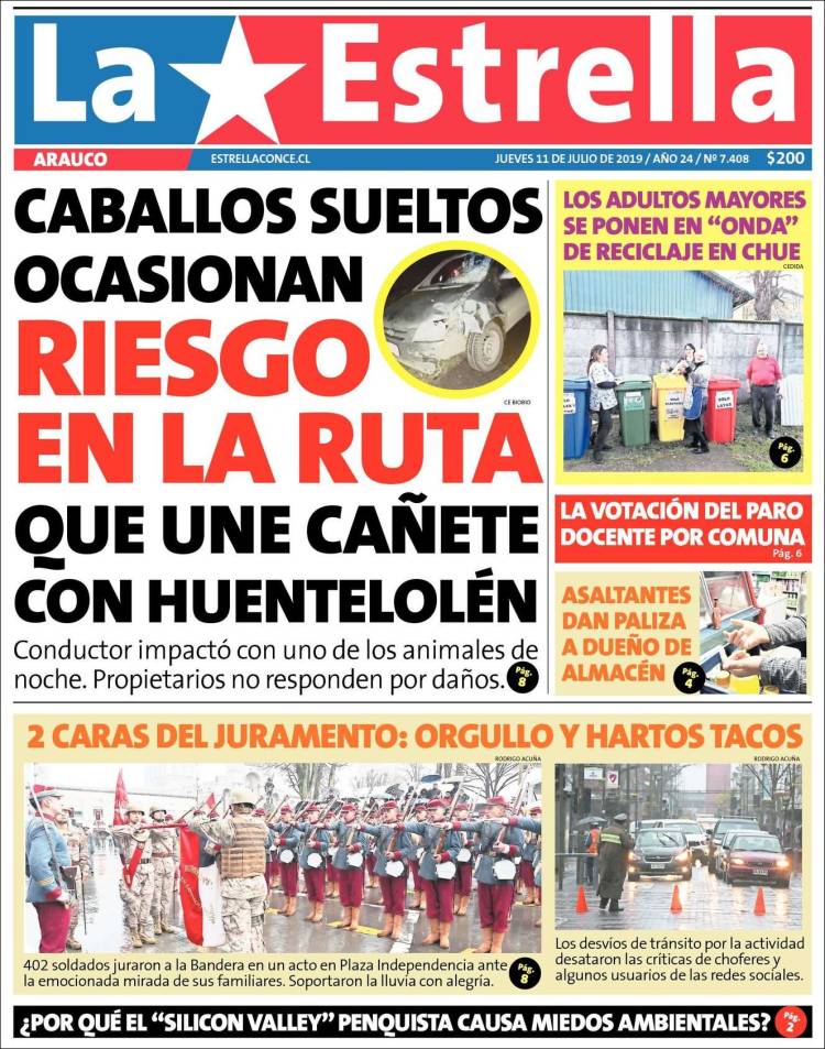 Portada de La Estrella de Concepción (Chile)