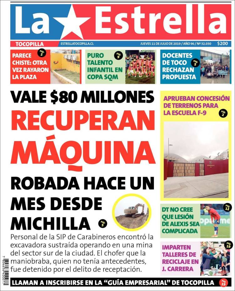 Portada de La Estrella de Tocopilla (Chile)
