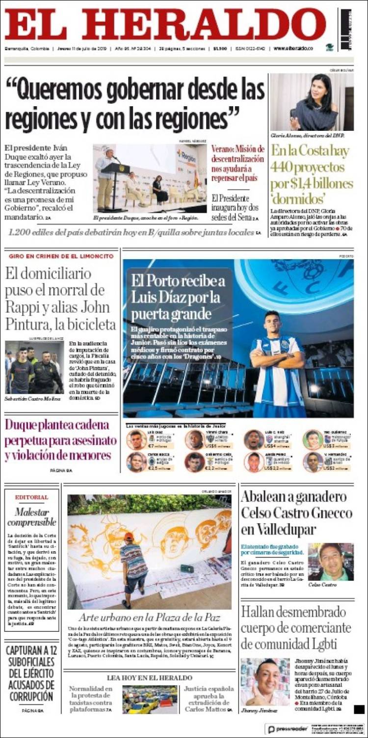 Portada de El Heraldo (Colombia)