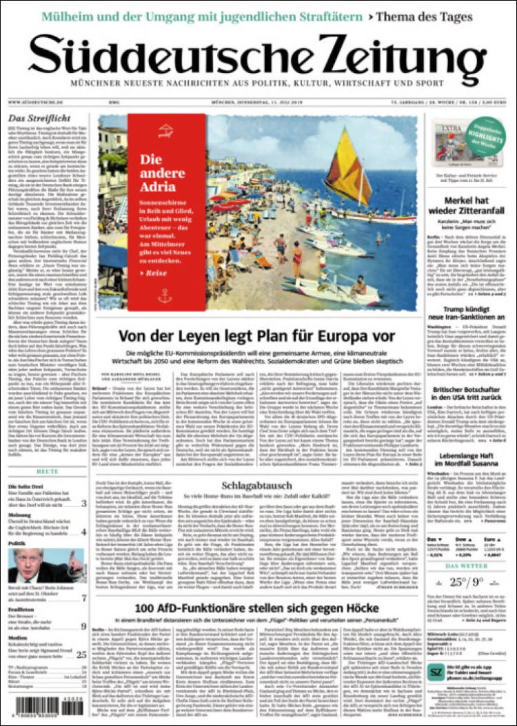 Portada de Sueddeutsche (Alemania)