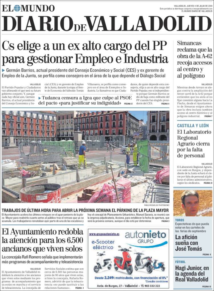 Portada de Diario de Valladolid (Spain)