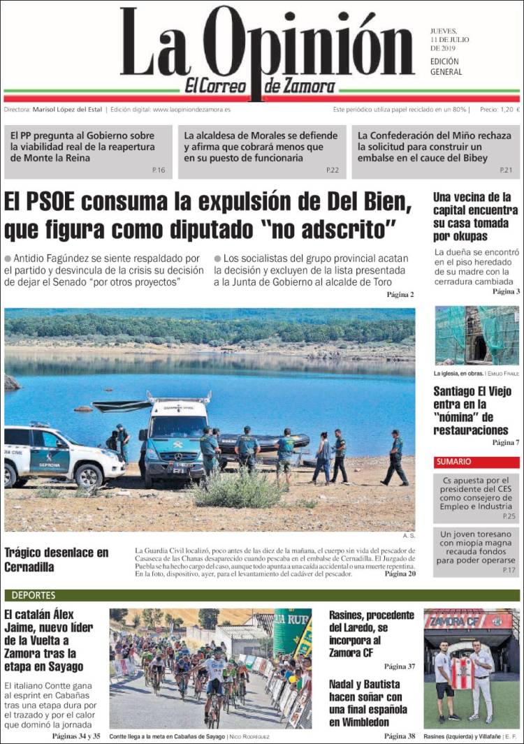 Portada de La Opinión - El Correo de Zamora (Spain)