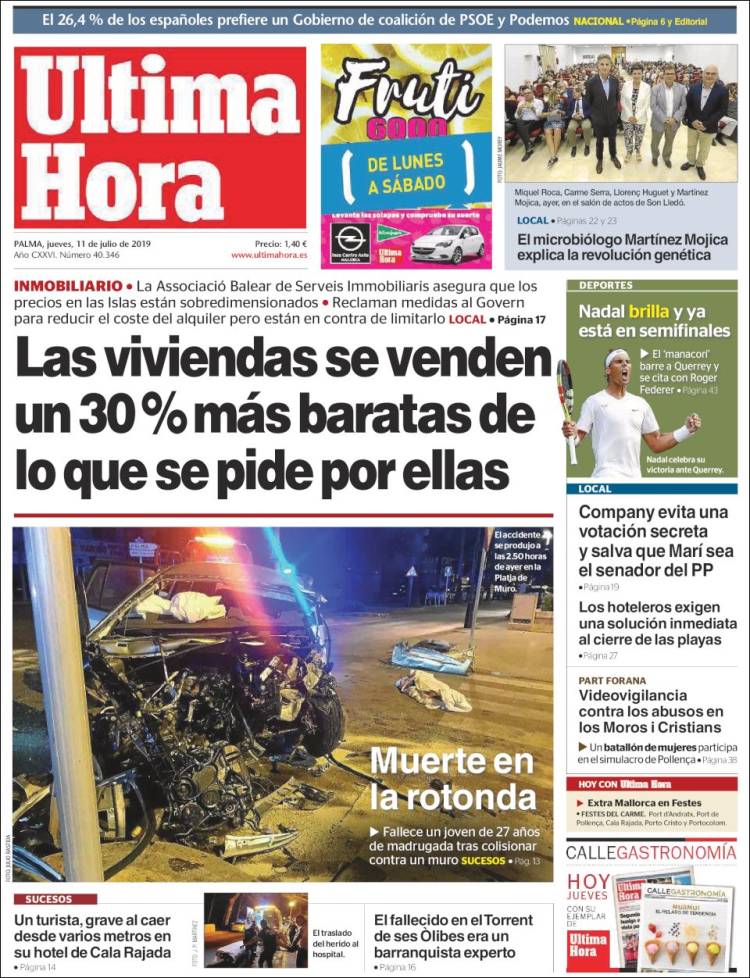 Portada de Última Hora (España)