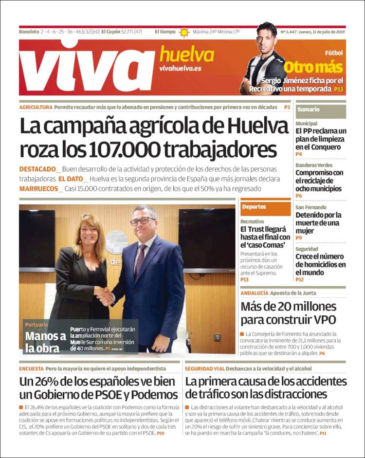 Portada de Viva Huelva (España)