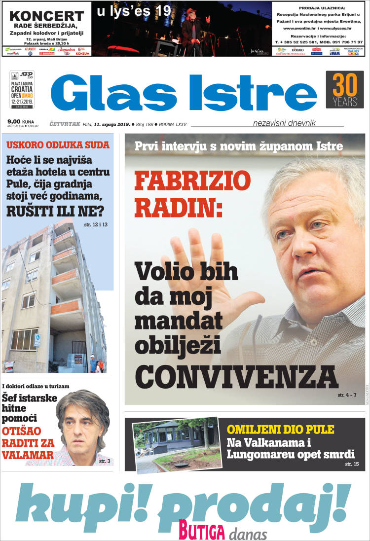 Portada de Glas Istre (Croacia)